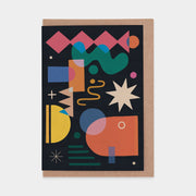Celebration - Black 2 Greetings Card by Alice Humphreys