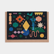 Celebration - Christmas Black Greetings Card by Alice Humphreys