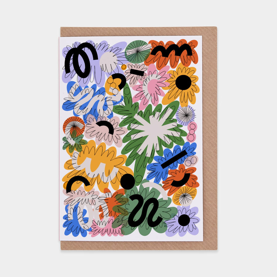 Busy Blooming Greetings Card by Caroline Dowsett