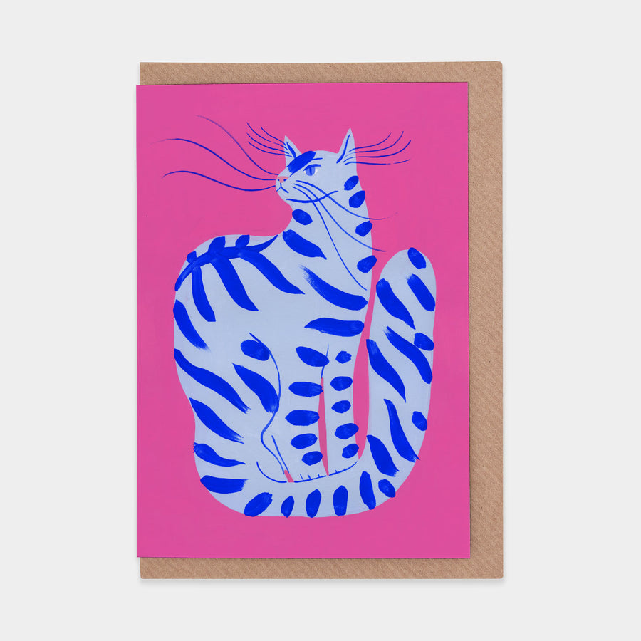 Cat with Stripes Greetings Card
