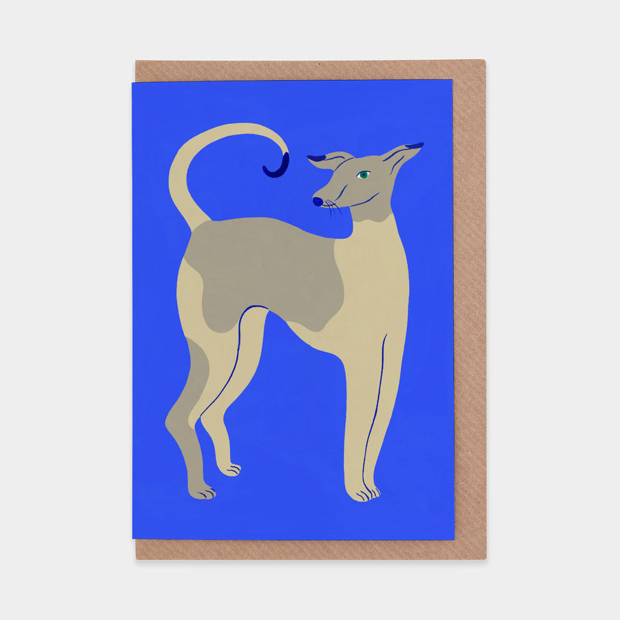 Young Dog on Blue Greetings Card