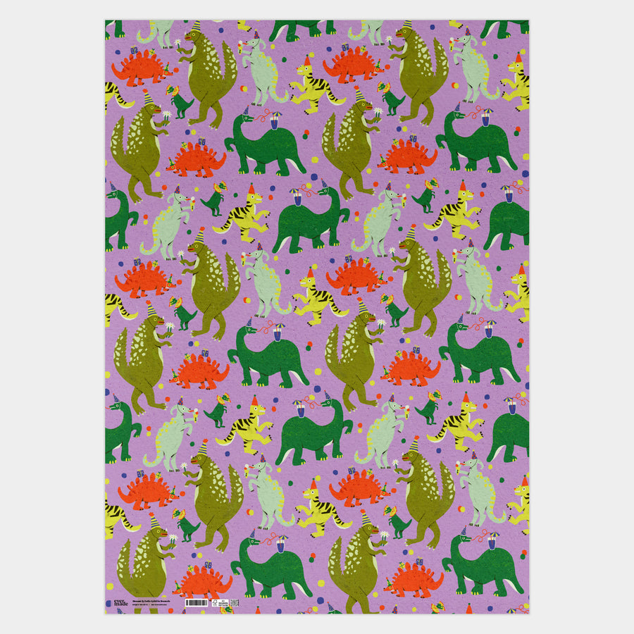 Dino Party Gift Wrap by Zsófia Győrfi