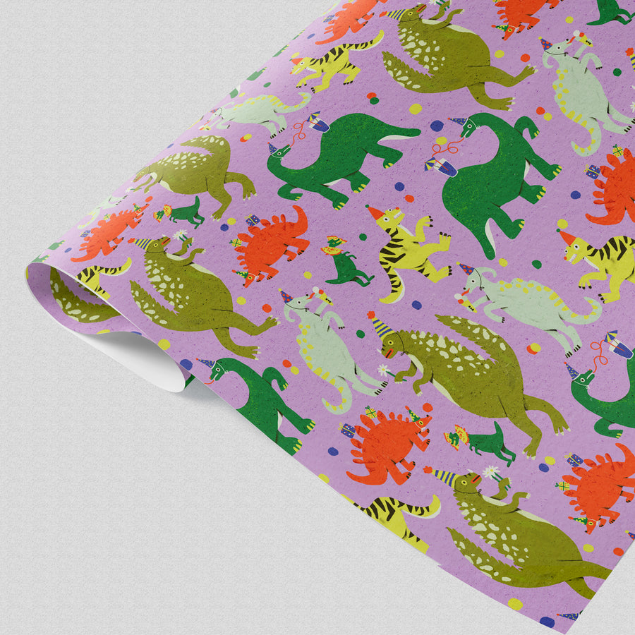 Dino Party Gift Wrap by Zsófia Győrfi