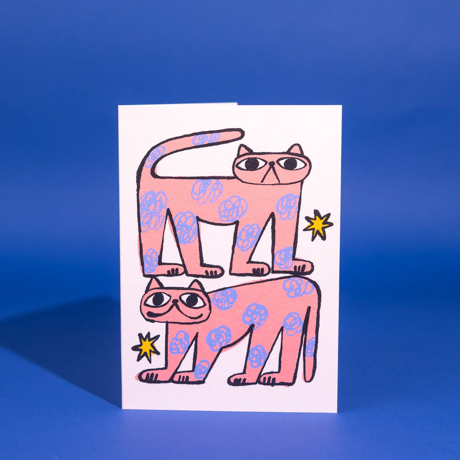 Colour Me Cats Greetings Card by Marcello Velho