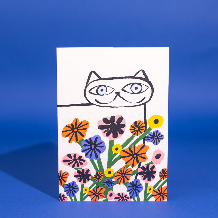 Garden Cat Greetings Card by Marcello Velho