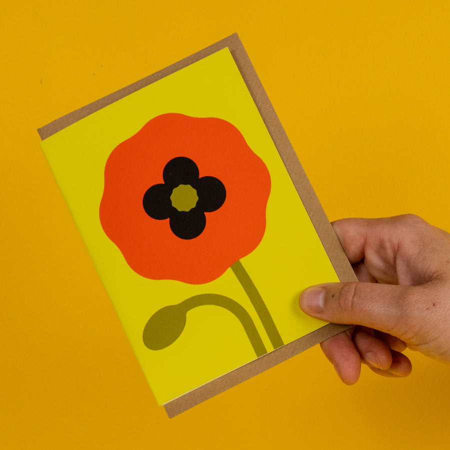 Red Poppy Greetings Card by Giacomo Bagnara