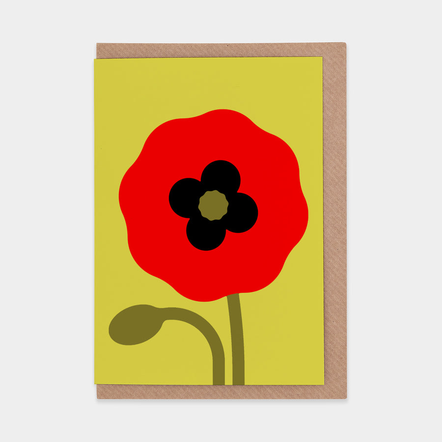 Red Poppy Greetings Card by Giacomo Bagnara