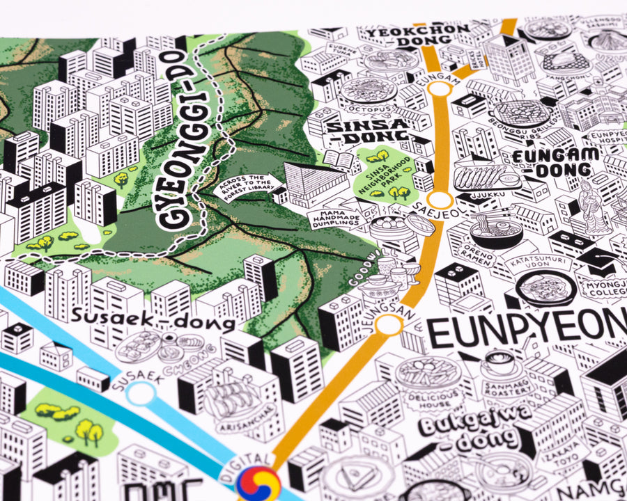 Hand Drawn Map of Seoul