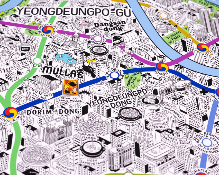 Hand Drawn Map of Seoul