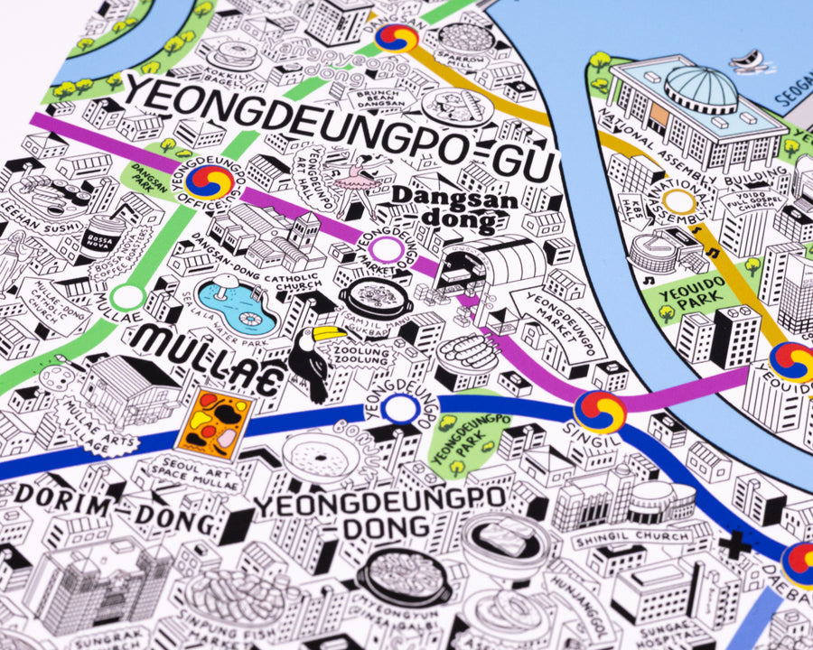 Hand Drawn Map of Seoul
