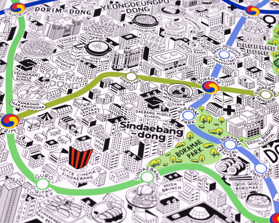 Hand Drawn Map of Seoul