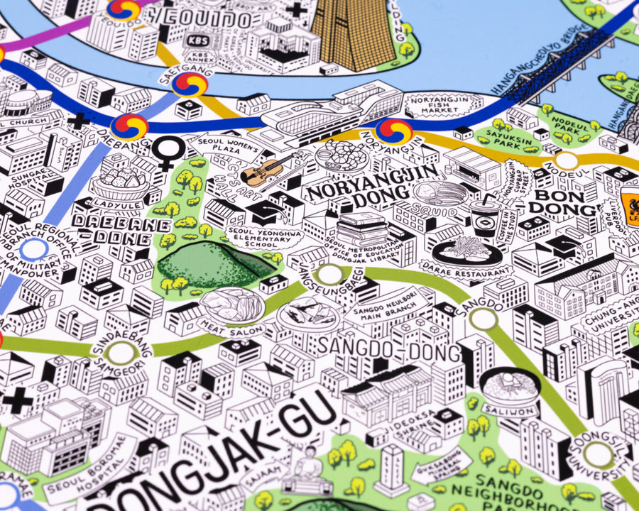 Hand Drawn Map of Seoul