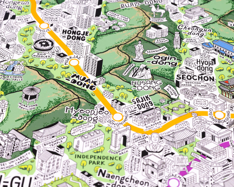 Hand Drawn Map of Seoul