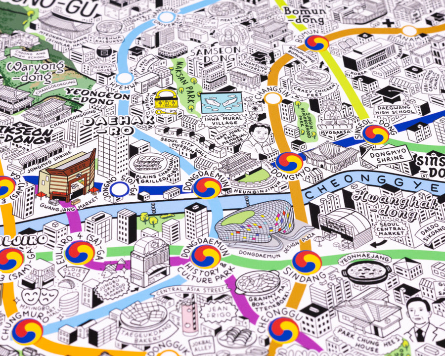 Hand Drawn Map of Seoul