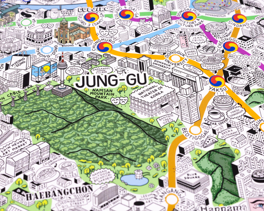 Hand Drawn Map of Seoul