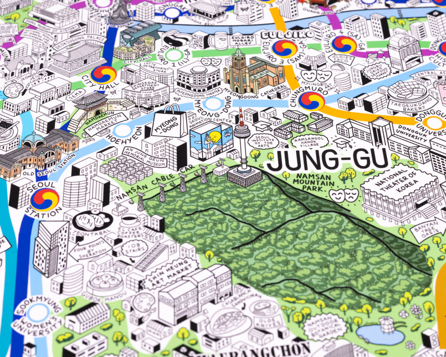 Hand Drawn Map of Seoul