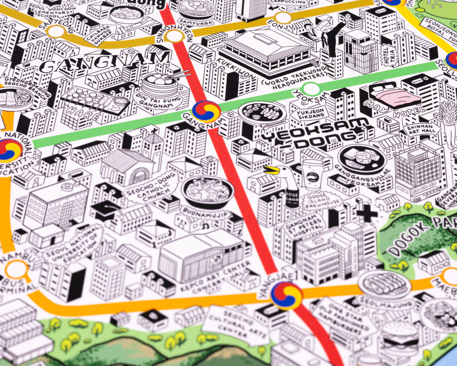 Hand Drawn Map of Seoul