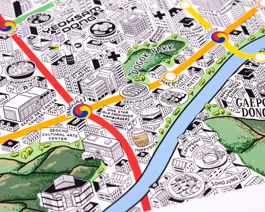 Hand Drawn Map of Seoul