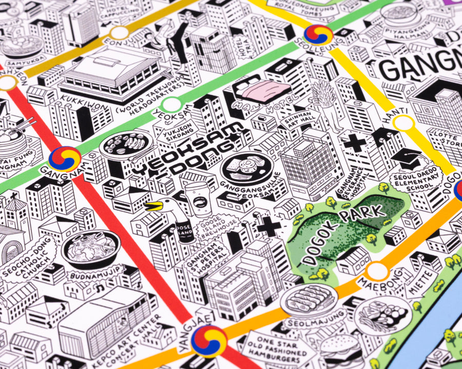 Hand Drawn Map of Seoul