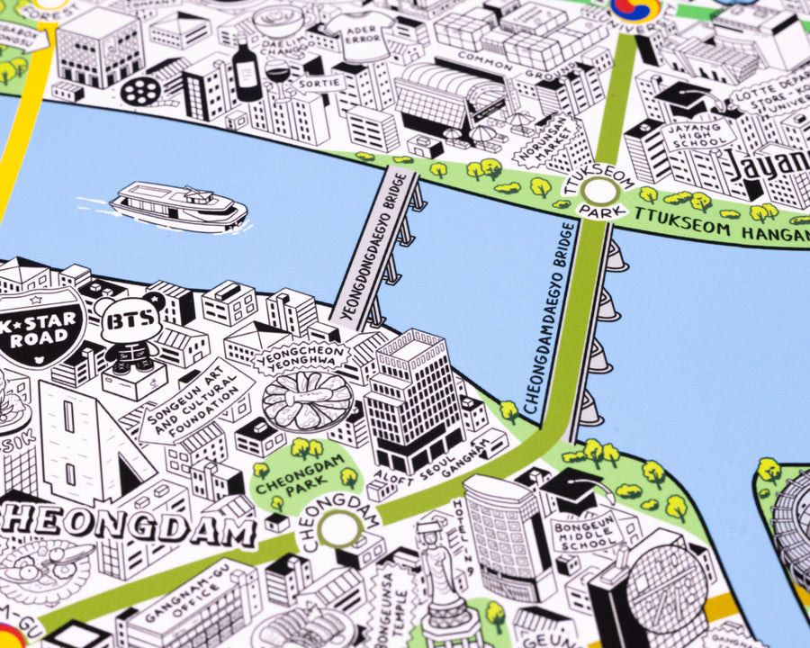 Hand Drawn Map of Seoul