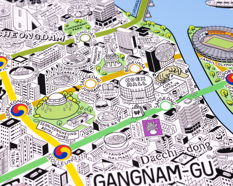 Hand Drawn Map of Seoul