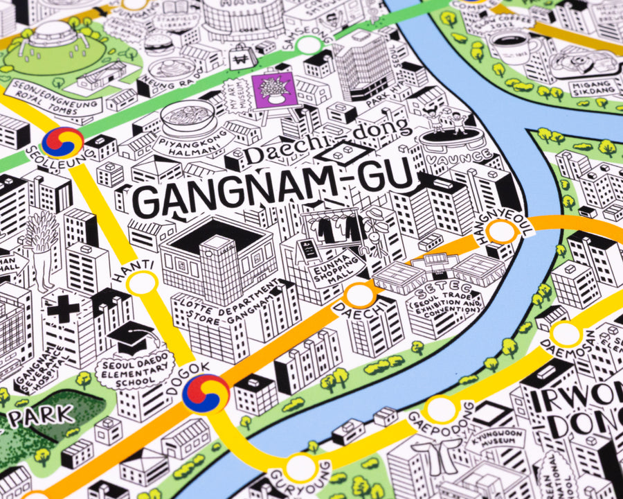 Hand Drawn Map of Seoul