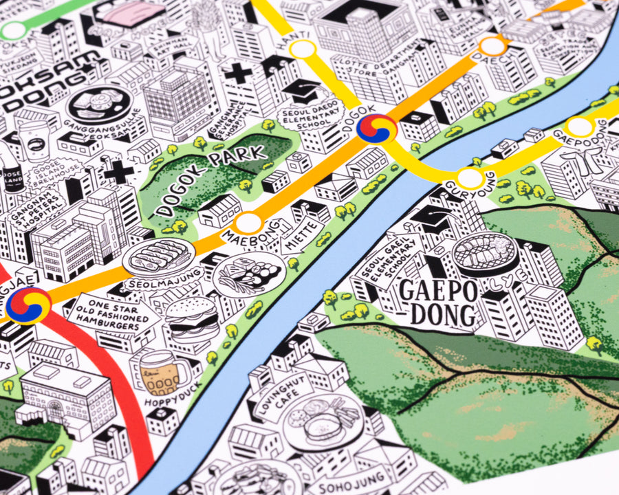 Hand Drawn Map of Seoul