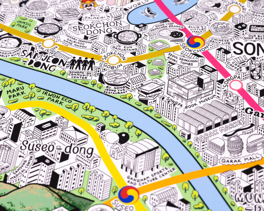 Hand Drawn Map of Seoul