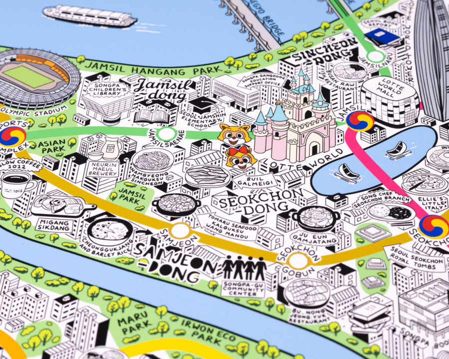 Hand Drawn Map of Seoul