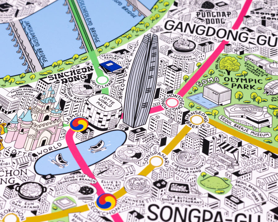 Hand Drawn Map of Seoul