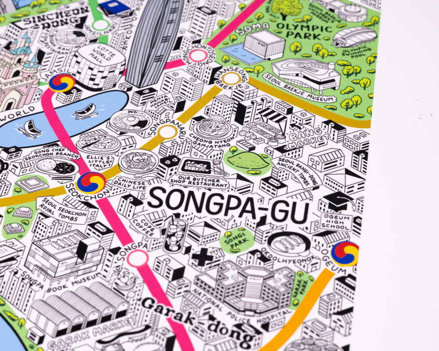 Hand Drawn Map of Seoul