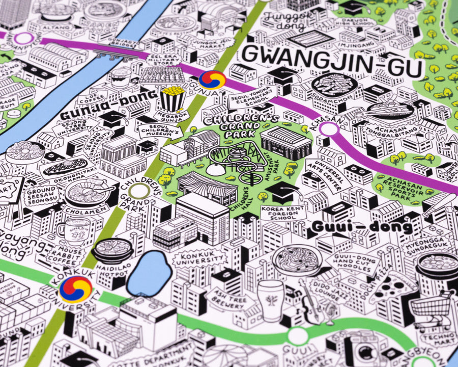 Hand Drawn Map of Seoul
