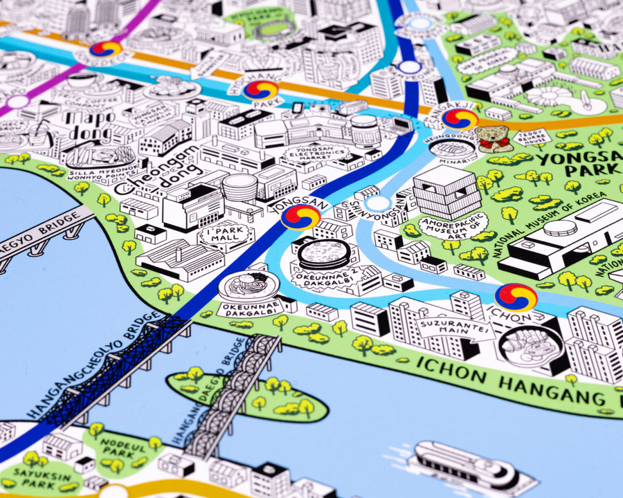 Hand Drawn Map of Seoul