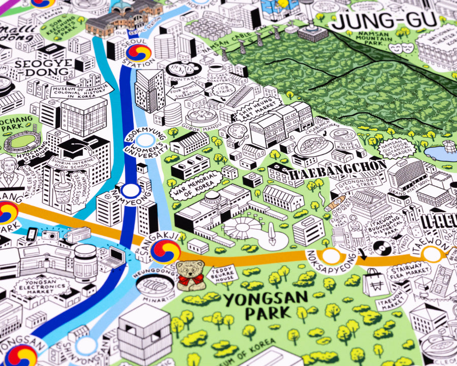 Hand Drawn Map of Seoul