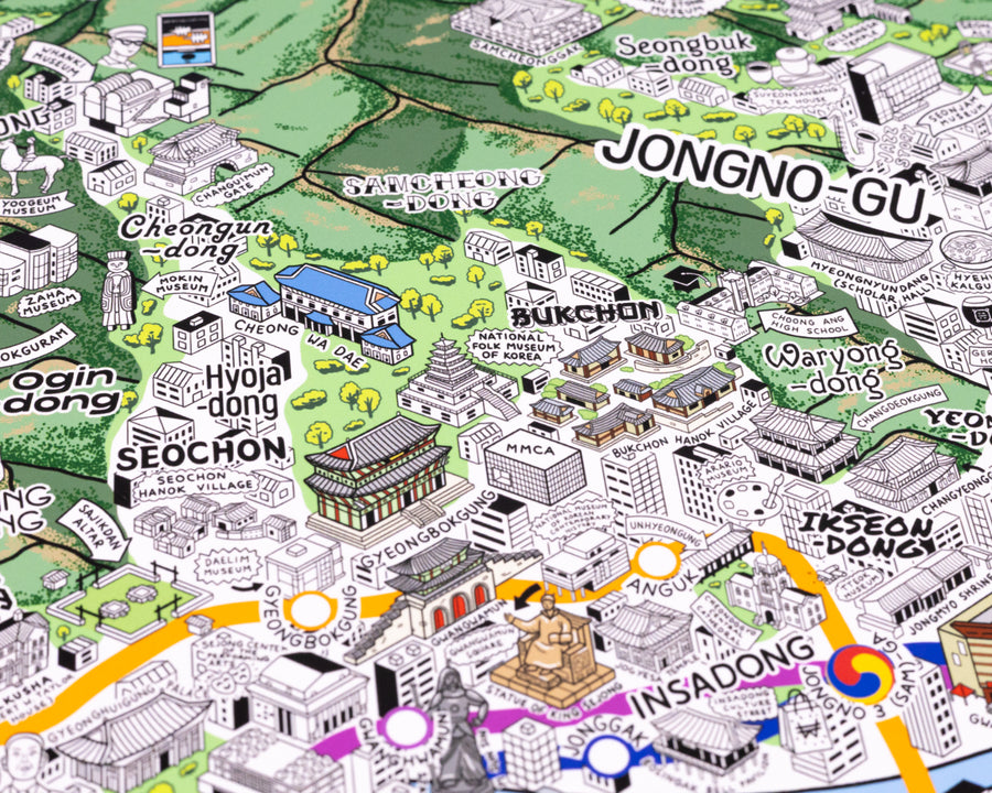 Hand Drawn Map of Seoul