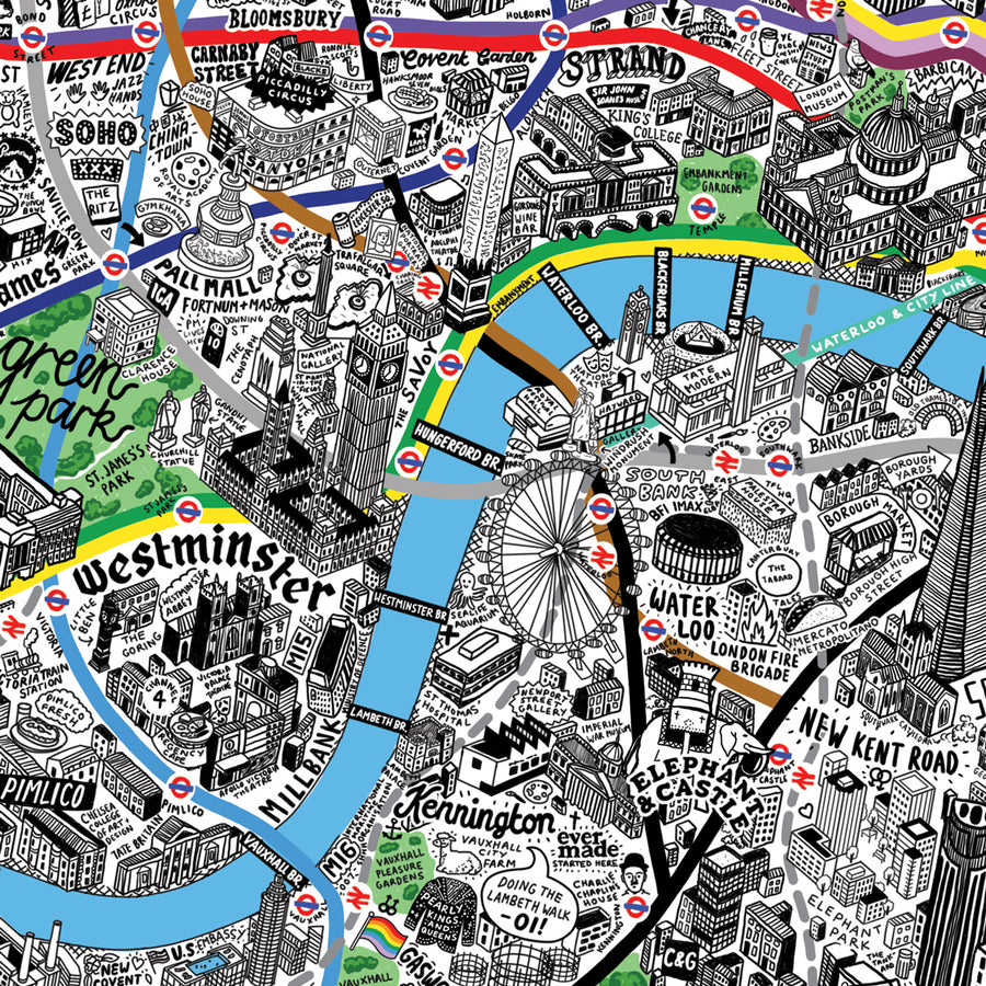 1000 Piece Jigsaw Hand Drawn Map of London