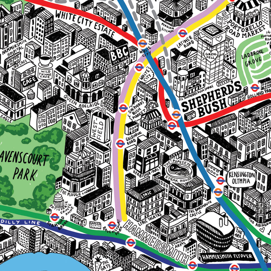 1000 Piece Jigsaw Hand Drawn Map of London