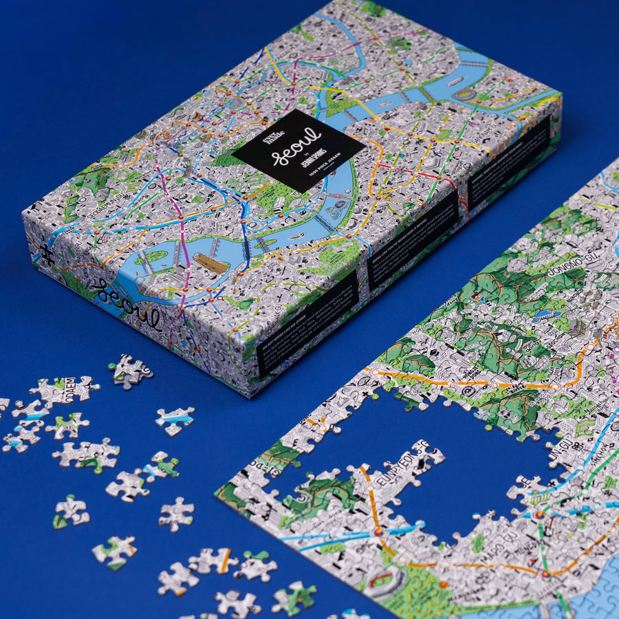 1000 Piece Jigsaw Hand Drawn Map of Seoul