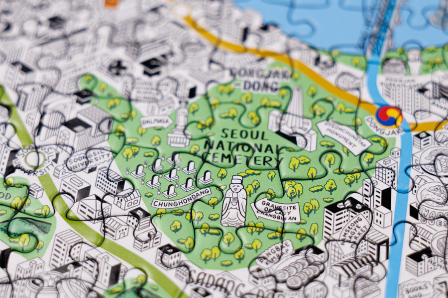 1000 Piece Jigsaw Hand Drawn Map of Seoul