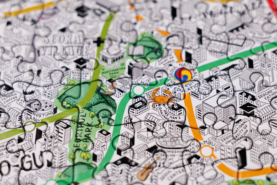 1000 Piece Jigsaw Hand Drawn Map of Seoul