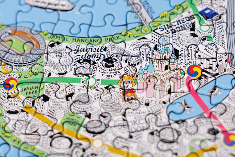 1000 Piece Jigsaw Hand Drawn Map of Seoul