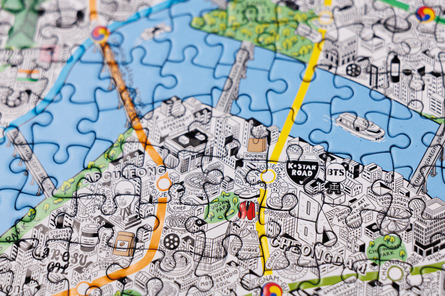 1000 Piece Jigsaw Hand Drawn Map of Seoul