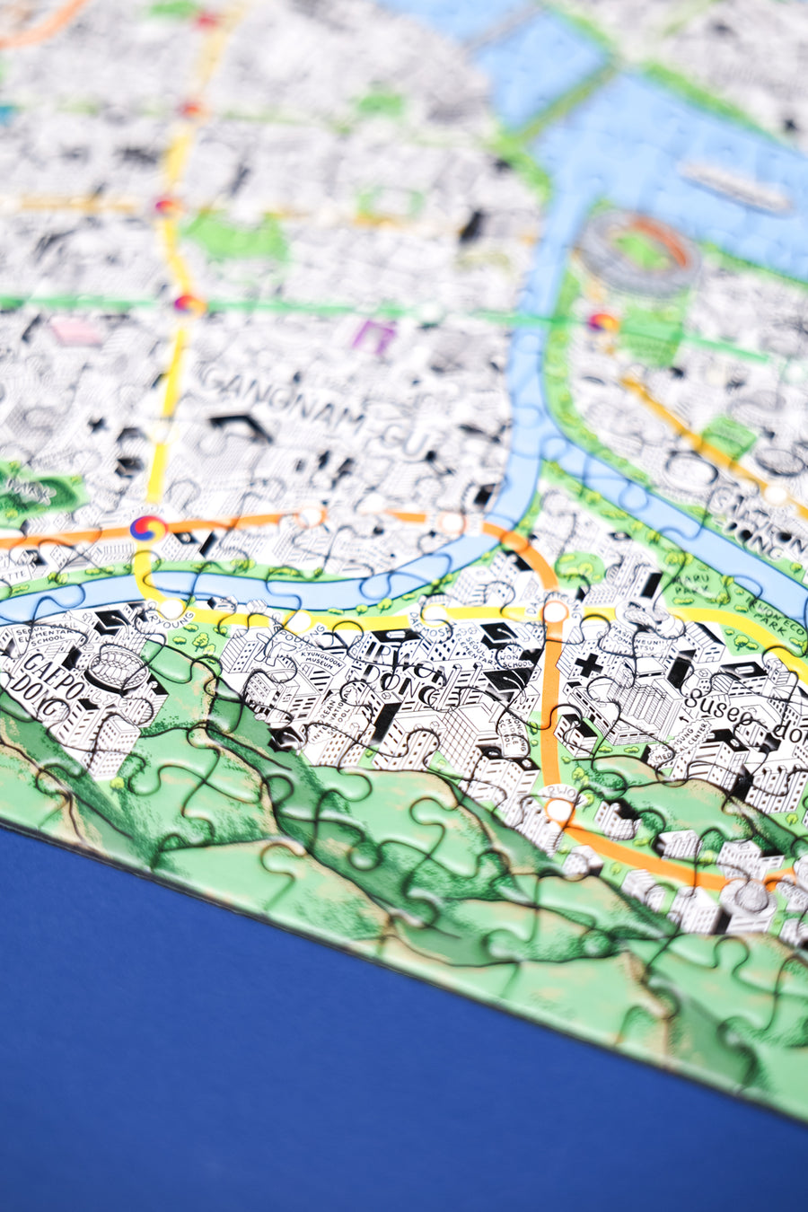 1000 Piece Jigsaw Hand Drawn Map of Seoul