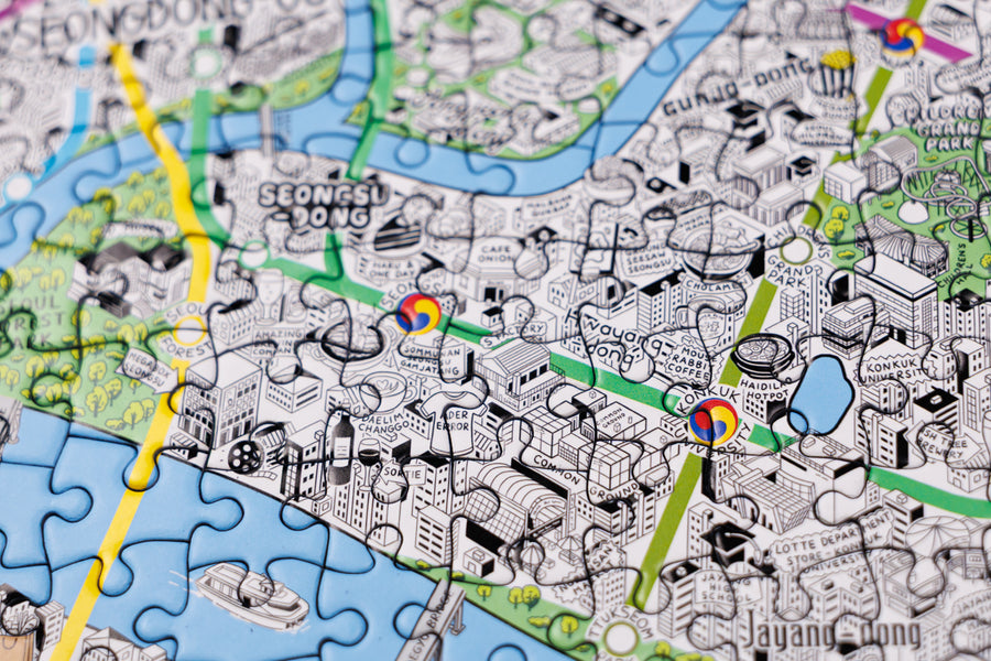 1000 Piece Jigsaw Hand Drawn Map of Seoul