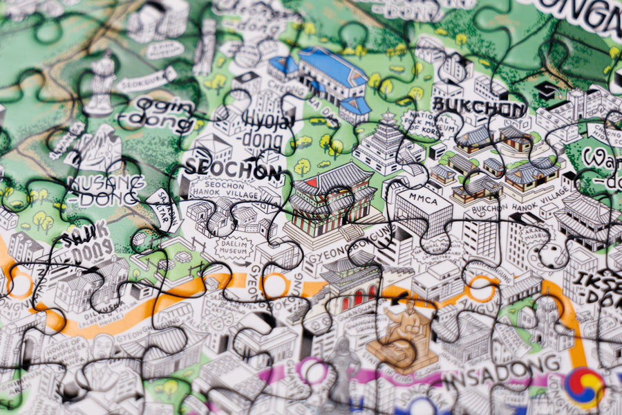 1000 Piece Jigsaw Hand Drawn Map of Seoul