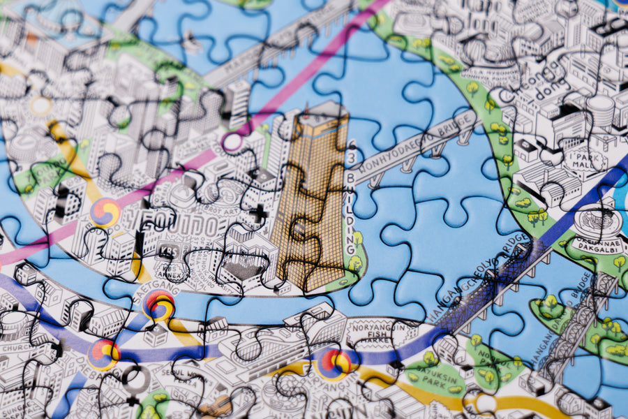 1000 Piece Jigsaw Hand Drawn Map of Seoul