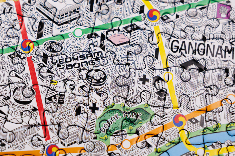 1000 Piece Jigsaw Hand Drawn Map of Seoul