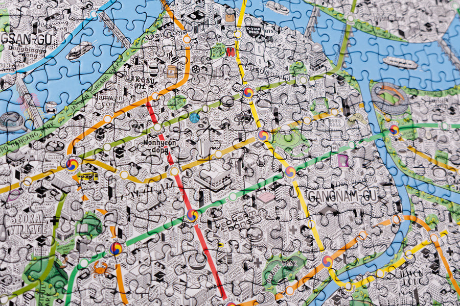 1000 Piece Jigsaw Hand Drawn Map of Seoul