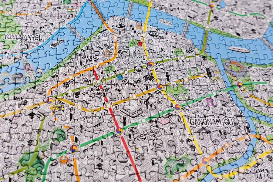 1000 Piece Jigsaw Hand Drawn Map of Seoul