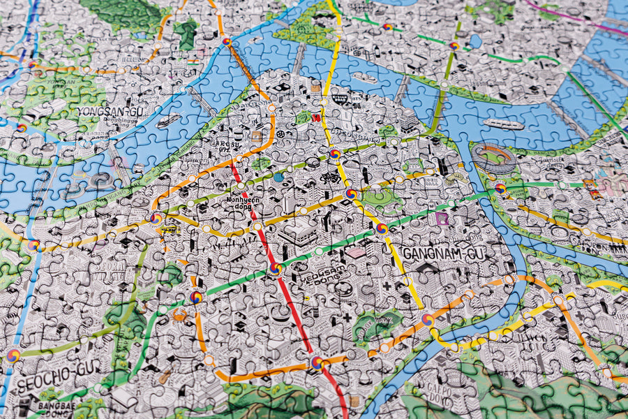 1000 Piece Jigsaw Hand Drawn Map of Seoul